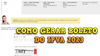 COMO GERAR BOLETO DO IPVA 2023 [upl. by Yblek275]