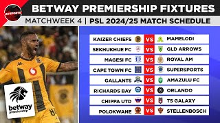 🔴 Betway Premiership 2024 Fixtures Matchweek 4  PSL Log Standings Table as of 26 Sep 2024 [upl. by Chari148]