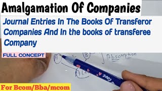 Journal Entries In Amalgamation Of Companies  In the Books Of Transferor Companies And Transferee [upl. by Aidua]