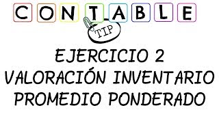 EJERCICIO 2 VALORACION INVENTARIOS PROMEDIO PONDERADO [upl. by Annmarie]