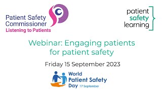 World Patient Safety Day webinar Engaging patient for patient safety [upl. by Blackwell]