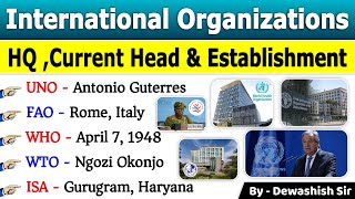 International Organisations amp Headquarters  Chairman  Current Affairs 2024  GK Tricks current [upl. by Jania]