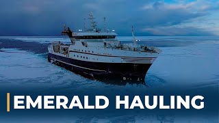 Emerald Hauling and Setting Triple Trawls  Fishing For Shrimp In The Barents Sea [upl. by Klockau]