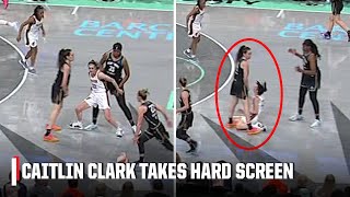 Caitlin Clark takes HARD screen from Breanna Stewart 😬  WNBA on ESPN [upl. by Sheffield]