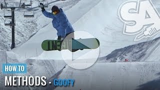 How to Method Grab on a Snowboard  Goofy Methods Trick Tip [upl. by Ness]