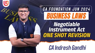 Negotiable Instrument  One shot Revision  CA Foundation Law  June 2024  Indresh Gandhi [upl. by Naesyar]