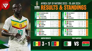 🟢 Senegal vs Cameroon  Africa Cup of Nations 2023 2024 Standings Table amp Results as of Jan 19 [upl. by Refinnaj]