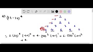 Expand the binomial by using Pascal’s Triangle to determine the coefficients 3 t2 v4 [upl. by Gilberto]