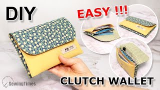 DIY DOUBLE CLUTCH WALLET  Easy Purse Bag Sewing Tutorial sewingtimes [upl. by Ynnep]