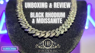 Black Rhodium amp Black Moissanite 8mm Prong Miami Cuban Link Chain Unboxing amp Review HARLEMBLING [upl. by Jory391]