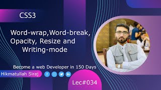 🔴 CSS 3 Tutorial 2024 in Pashto  Wordwrap Wordbreak Opacity Resize and Writingmode Day 0034 [upl. by Oina]