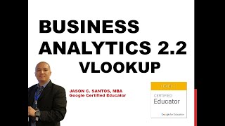 Business Analytics 22  VLOOKUP [upl. by Irmine]