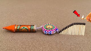 Diwali Rocket and ground Spinner Crackers Experiment With Matchstick Chain Reaction Domino [upl. by Munroe117]