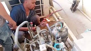 VRF air condition leak repairing  copper pipe leak  VRF copper pipe welding  AR engineering [upl. by Natek]