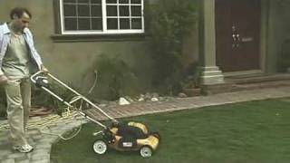 Electric Lawnmower Guy gets pulled by lawnmower [upl. by Eilram117]