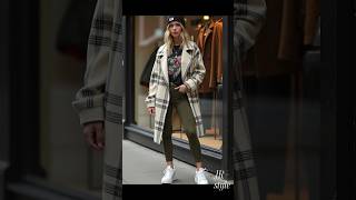 Top Trend Autumn Winter 2024 Cream Plaid Shacket Graphic Tee amp Ribbed Leggings Platform Sneakers [upl. by Nassi]