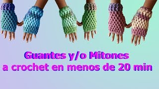 Guantes  mitones a crochet  en punto puff en 20 minutos [upl. by Arikaahs]