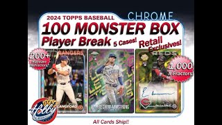 2024 Topps Chrome 5 Case 100 MONSTER BOX Player Break 9 eBay 100124 [upl. by Vasquez]