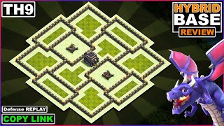 New BEST TH9 Base with Replay 2022  COC TH9 HybridFarmingTrophy base Copy link  Clash of Clans [upl. by Aicileb]