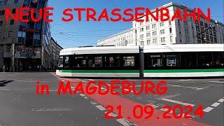 Die neue Flexity Strassenbahn in Magdeburg der MVB 21092024 [upl. by Tobye]