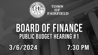 Board of Finance Public Budget Hearing 1  362024 [upl. by Aciamaj]