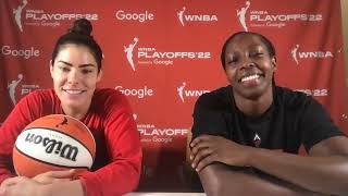 Kelsey Plum amp Chelsea Gray Pre Practice Media Availability 2022 09 02 SEMIFINALS [upl. by Putscher]