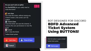 READ DESC Advanced TICKET system with BUTTONS  Bot Designer For Discord Guide [upl. by Ecilahc]