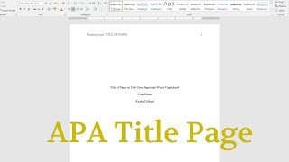 APA in Microsoft Word  Setting Up the Title Page Step 3 [upl. by Fillander]