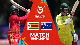 Zimbabwe v Australia  Match Highlights  U19 CWC 2024 [upl. by Mattox]