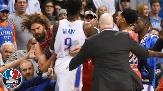 Tensions rise Robin Lopez ejected as Thunder beat Bulls  NBA Highlights [upl. by Htiffirg]