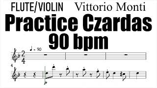 Czardas Allegro Part 90 bpm Flute Violin Sheet Music Backing Track Play Along Partitura [upl. by Lemyt553]