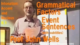 Prof John C WellsIntonation Accent and Nucleus61Event SentencesUCL Summer Course 1995 [upl. by Arrotal]