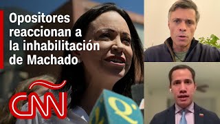 Leopoldo López y Juan Guaidó reaccionan a la inhabilitación de María Corina Machado en Venezuela [upl. by Ajram]