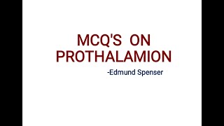 Prothalamion  Edmund Spenser  MCQs  PGTRBNET [upl. by Atnaloj345]