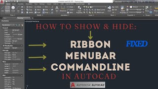 AutoCAD  RIBBON MENUBAR COMMANDLINE SHOW AND HIDE [upl. by Ecnar]