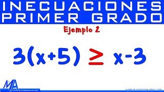 Inecuaciones de Primer Grado  Lineales  Ejemplo 2 [upl. by Alberto]