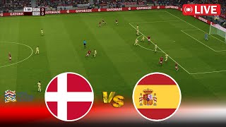 🔴LIVE  DENMARK vs SPAIN  UEFA Nations League 2024  Full Match Stream  PES Game Simulation [upl. by Adneram488]