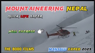 Helicopter rescue from Manaslu camp2 in really bad weather conditions Sailamingma [upl. by Lairret]