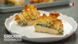 Chicken and Cream Cheese Filo Parcels  Food Channel L [upl. by Lleinnad]