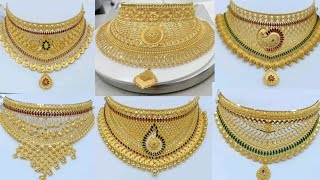 22ct Royal Bridal Gold Choker Necklace Designs With Price And Weight  New Designs CHOKER 2024 [upl. by Sev]