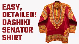 AFRICAN DASHIKI SHIRT HOW TO CUT AND SEW A NATIVE SENATOR MENS SHIRT YELE STITCHES TUTORIAL [upl. by Hugo]