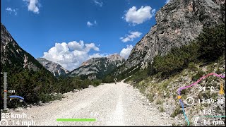 Scenic Indoor Cycling Old Train Bike Way Cortina DAmpezzo with Telemetry Overlay 4K Video [upl. by Sekofski]