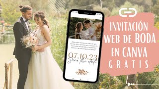 Como hacer una INVITACIÓN de BODA digital con CANVA gratis [upl. by Ahsropal]