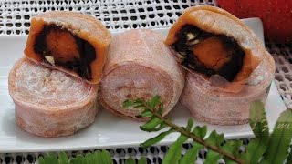 Gac Fruit Snow Skin Moon Cake Recipe ขนมไหว้พระจันทร์บัวหิมะ [upl. by Ellasal]