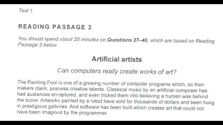 Artificial Artists  IELTS 13 Reading Answers with Explanation [upl. by Jacklyn]