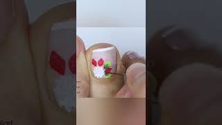 💅 Uñas de los Pies con French Blanco y Flores Blancas y Rojas 🌹🌼  Diseños Elegantes y Encantadores [upl. by Slin]