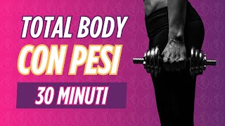 Allenamento a casa donna con pesi tonifica tutto il corpo in 30 minuti [upl. by Ylliw]