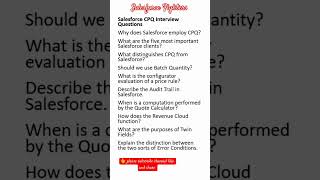 Salesforce CPQ Interview Questions list  salesforcefighters [upl. by Akinat774]