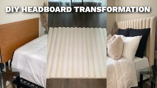 How to Pinterest Inspired DIY Channel Tufted Headboard  EASIEST DIY Headboard Method [upl. by Aratal]