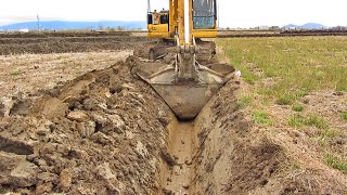 Farm Drainage System  Ditch Digging  Excavator Tilt Bucket [upl. by Adama]